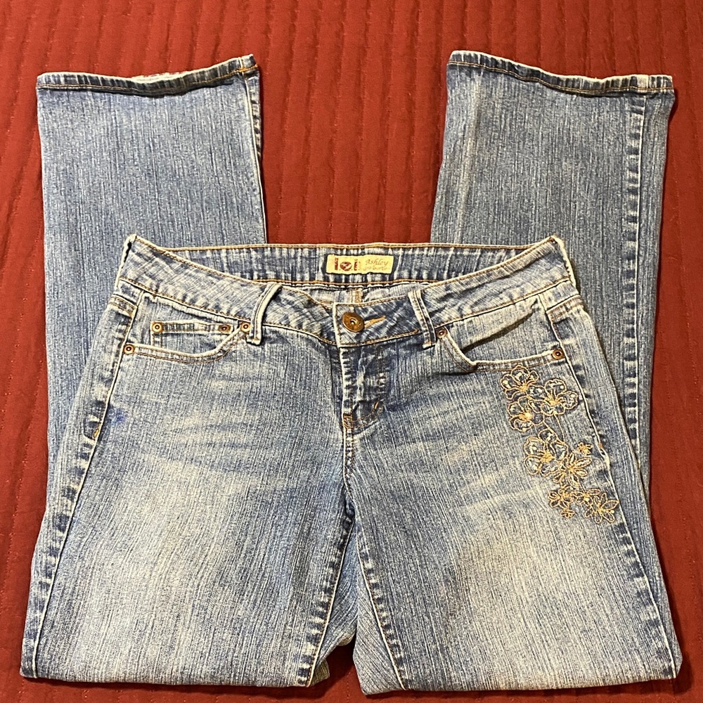 L.e.i. Ashley Ultra Lowrise Women's Light Blue Denim Jeans Size Junior 9 - Picture 3 of 16